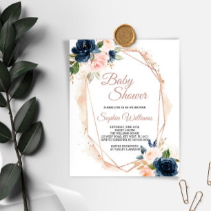 Lámina Invitación Baby Shower de Presupuesto Rosado, Mari