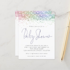 Lámina Invitación Baby Shower de Purpurina multicolor de 