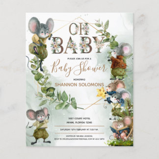 Lámina Invitación Baby Shower de ratones salvajes de invi