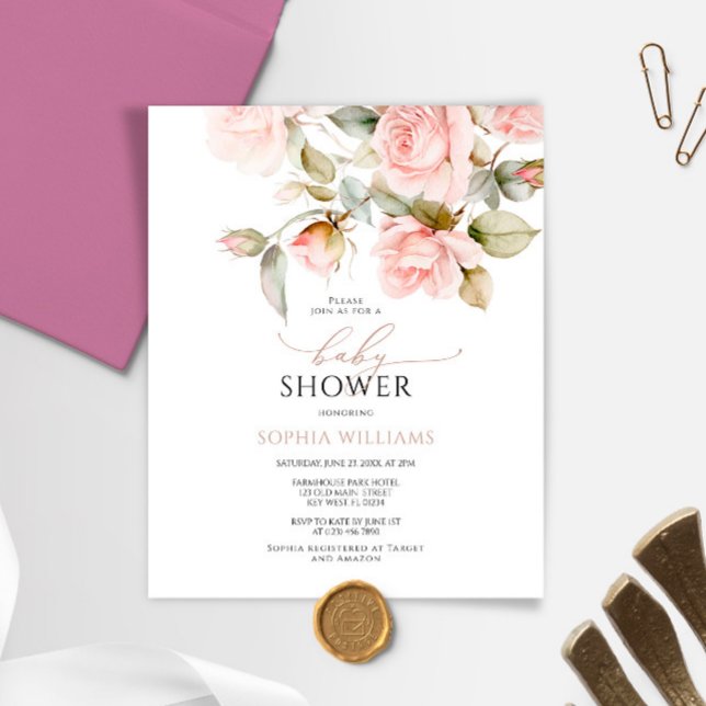 Lámina Invitación Baby Shower de rosas y verdes de presup (Subido por el creador)