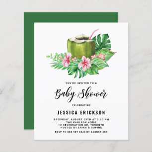 Lámina Invitación Baby Shower de verano de Coco acuarela