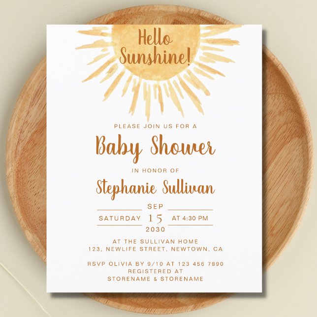 Lámina Invitación Baby Shower del Boho Hello Sunshine de  (Subido por el creador)