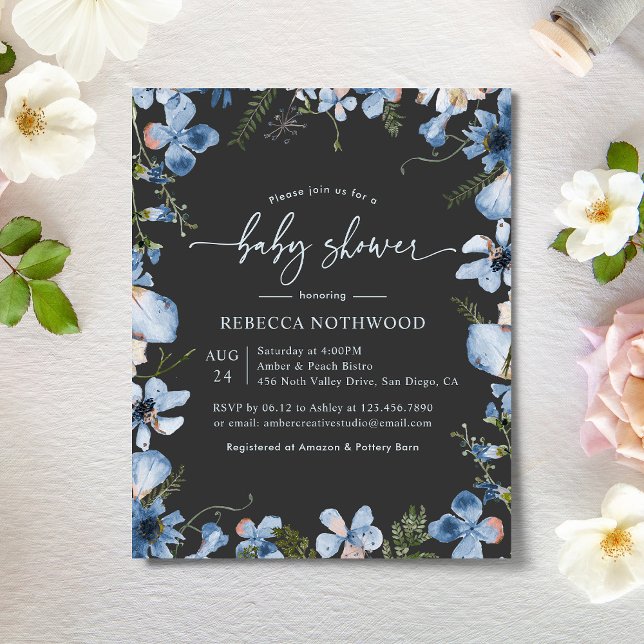 Lámina Invitación Baby Shower gris elegante de presupuest (Subido por el creador)