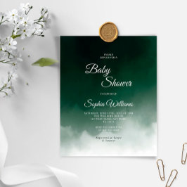 Lámina Invitación Baby Shower moderna verde oscuro de pre