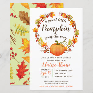 Lámina Invitación Baby Shower neutra a la calabaza de pre