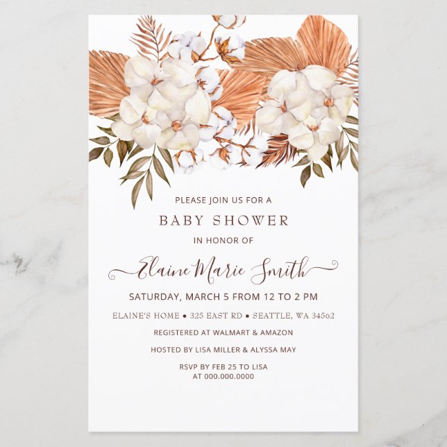 Lámina Invitación Baby Shower neutra de género de las Pam (Anverso)