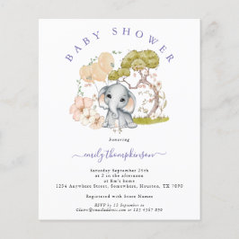 Lámina Invitación Baby Shower para Elephant Lilac Presupu