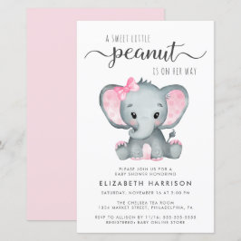 Lámina Invitación Baby Shower rosa para elefantes de pres