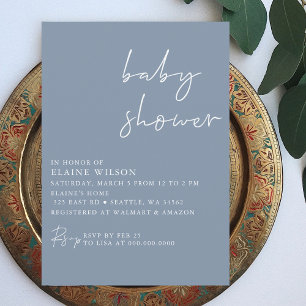 Lámina Invitación Baby Shower simple azul moderno con pre
