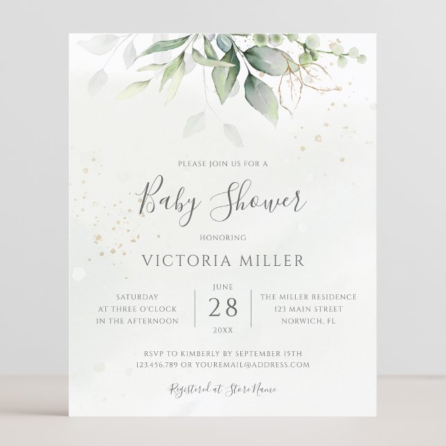 Lámina Invitación Baby Shower simple y moderna de ecologi (Subido por el creador)