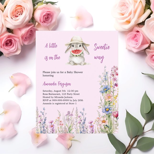 Lámina Invitación Baby Shower un poco dulce conejito rosa (Subido por el creador)