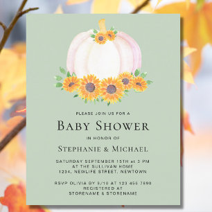Lámina Invitación Baby Shower verde de calabaza de presup