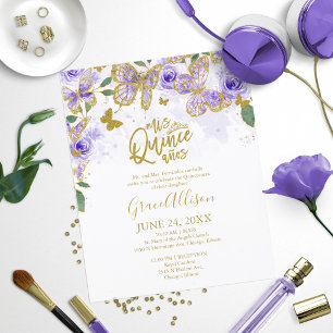 Lámina Invitación Bilingüe Presupuesto Mariposa Quinceañe