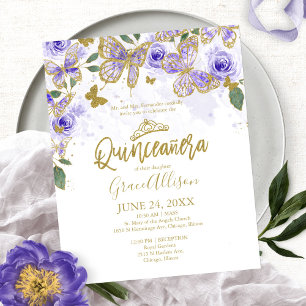 Lámina Invitación Bilingüe Presupuesto Mariposa Quinceañe