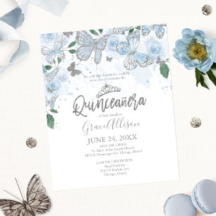 Lámina Invitación Bilingüe Presupuesto Mariposa Quinceañe