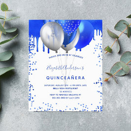 Lámina Invitación blanca azul real de Budget Quinceanera