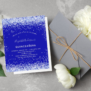 Lámina Invitación blanca azul real de Budget Quinceanera