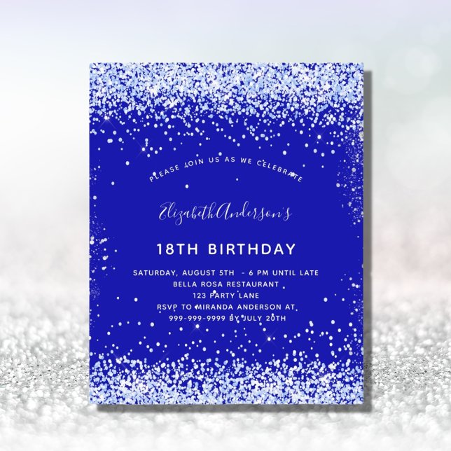 Lámina Invitación blanca azul real de cumpleaños de presu (Subido por el creador)