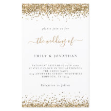 Invitación blanca Boda Purpurina de oro de presupu