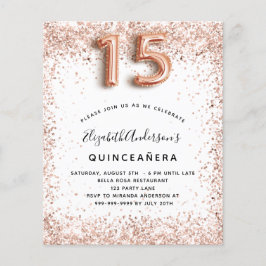 Lámina Invitación blanca de oro rosa Quinceanera