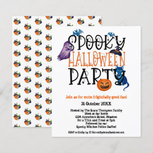 Lámina Invitación blanca del Partido de Halloween con mie