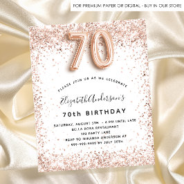 Lámina Invitación blanca rosa de cumpleaños número 70 de 