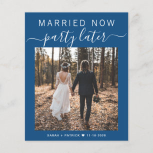 Lámina Invitación Boda azul de foto de Elopement Budget