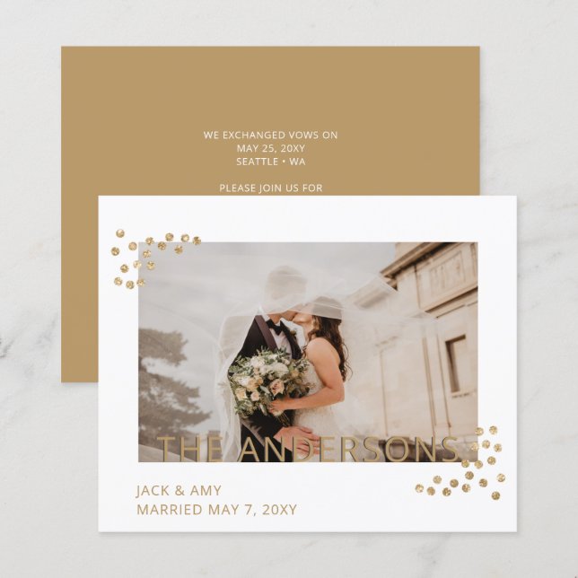 Lámina Invitación Boda de fotografía de Budget Gold Confe (Anverso / Reverso)