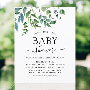 Lámina Invitación botánica para la vegetación de Baby Sho