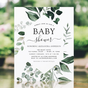 Lámina Invitación botánica para la vegetación de Baby Sho