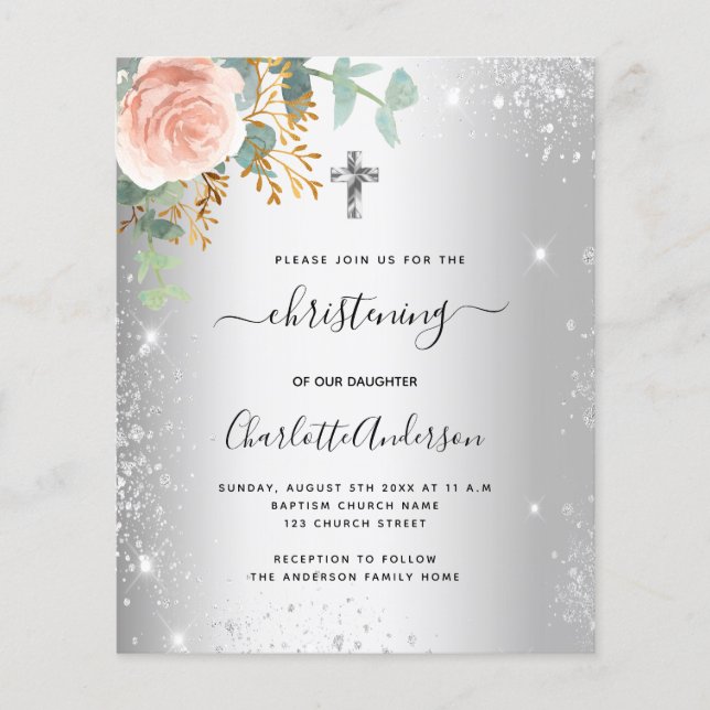 Lámina Invitación brillante plateada rubia (Anverso)