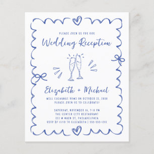 Lámina Invitación caprichosa de recepción de boda azul