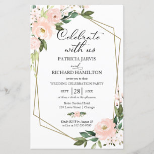 Lámina Invitación Casual para Boda con Presupuesto Floral