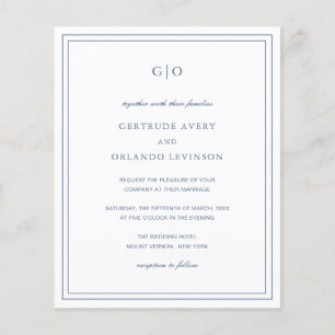 Lámina Invitación Clásica de Boda Azul Polvoriento Presup