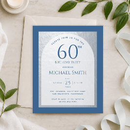 Lámina Invitación clásica plateada azul para cumpleaños 6