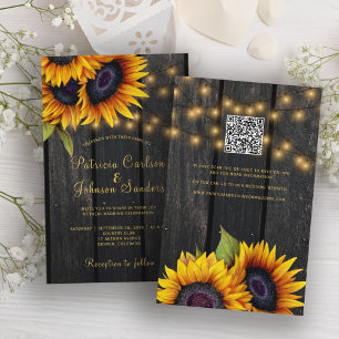 Lámina Invitación con código QR para boda rústica económi
