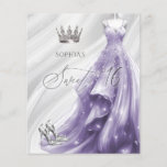 Lámina Invitación de 16 Vestidos púrpura de plata de pres<br><div class="desc">Plata presupuesto Vestido de espuma morada Princesa Dulce 16 Invitación</div>