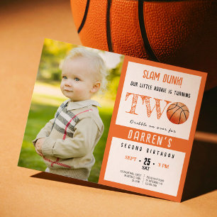Lámina Invitación de 2º cumpleaños a la foto de Baloncest