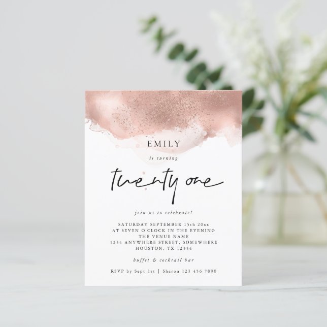 Lámina Invitación de 21ª Fiesta Rosa de presupuesto Purpu (Anverso de pie)