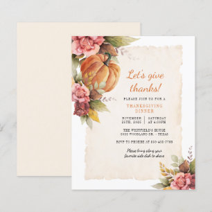 Lámina Invitación de Acción de Gracias a la Calabaza Rust