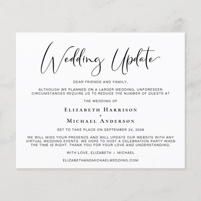 Lámina Invitación de actualización de Boda de presupuesto (Anverso)