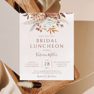 Lámina Invitación de almuerzo de boda boho con flores de