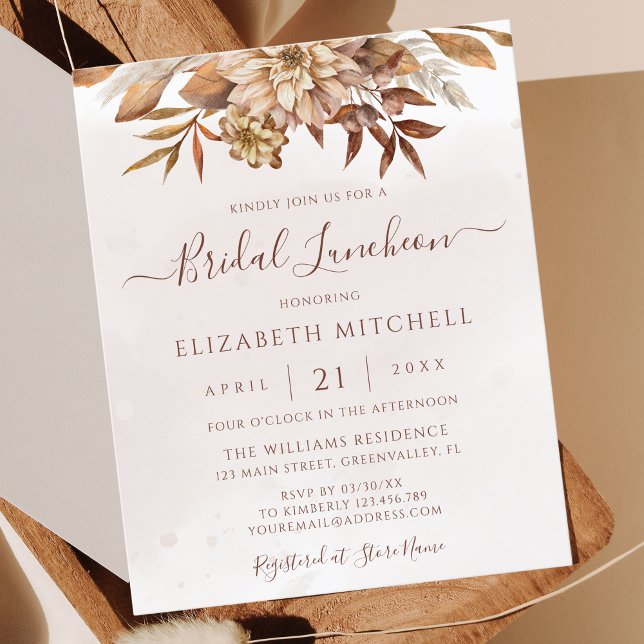Lámina Invitación de almuerzo de boda boho de otoño flora (Subido por el creador)