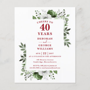 Lámina Invitación de Aniversario de 40 Años Presupuesto C