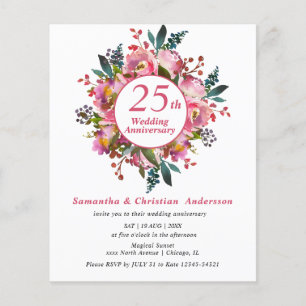 Lámina Invitación de aniversario de bodas de 25 años con