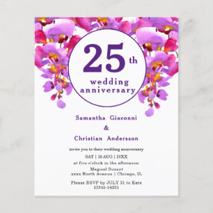 Lámina Invitación de aniversario de bodas de 25 años con 