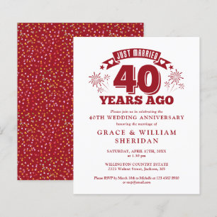 Lámina Invitación de aniversario de bodas de rubí de 40 a