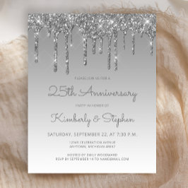 Lámina Invitación de aniversario de plata con brillo econ