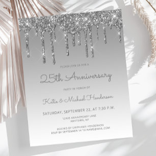 Lámina Invitación de aniversario número 25 con brillo pla
