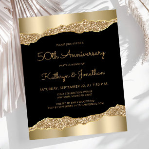 Lámina Invitación de aniversario número 50 con brillo dor